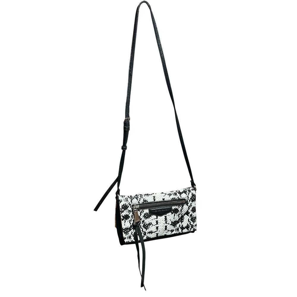 Aimee Kestenberg Bali Convertible Leather Crossbody Bag Snake Print Black White - Picture 3 of 15